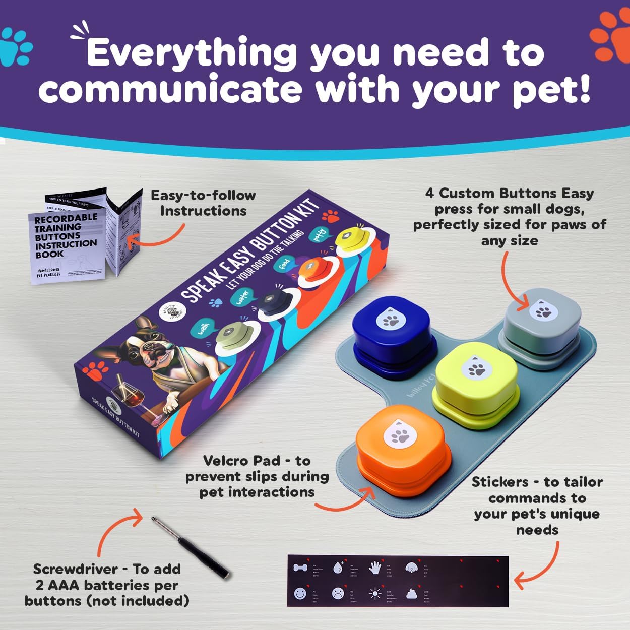 Dog Communication Buttons with Mat